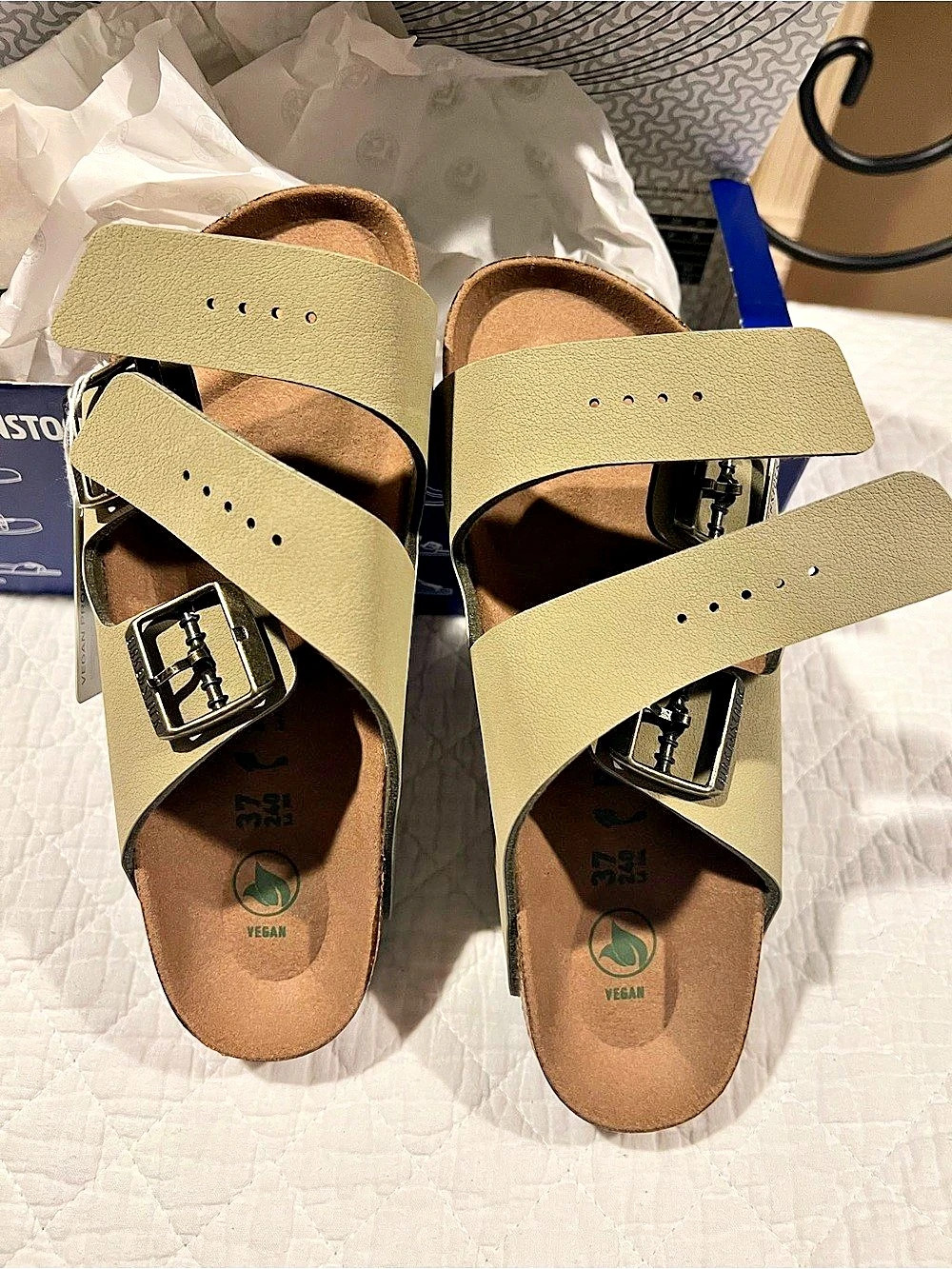 Birkenstock Arizona BS Khaki Vegan Green Sandals EU 37 NWT Narrow Fit